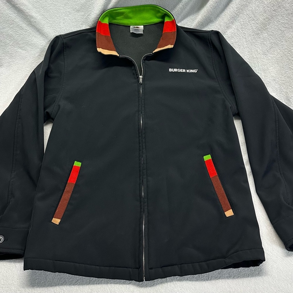 BURGER KING Black SOFT SHELL JACKET Employee Uniform Coat crew